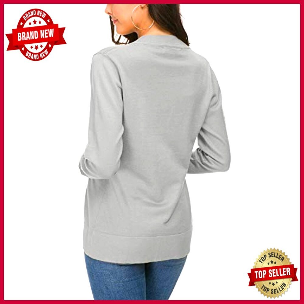 Long Sleeve Open Front Cardigan Sweater, Medium, Viscose Blend, Slim Fit - Picture 3 of 6